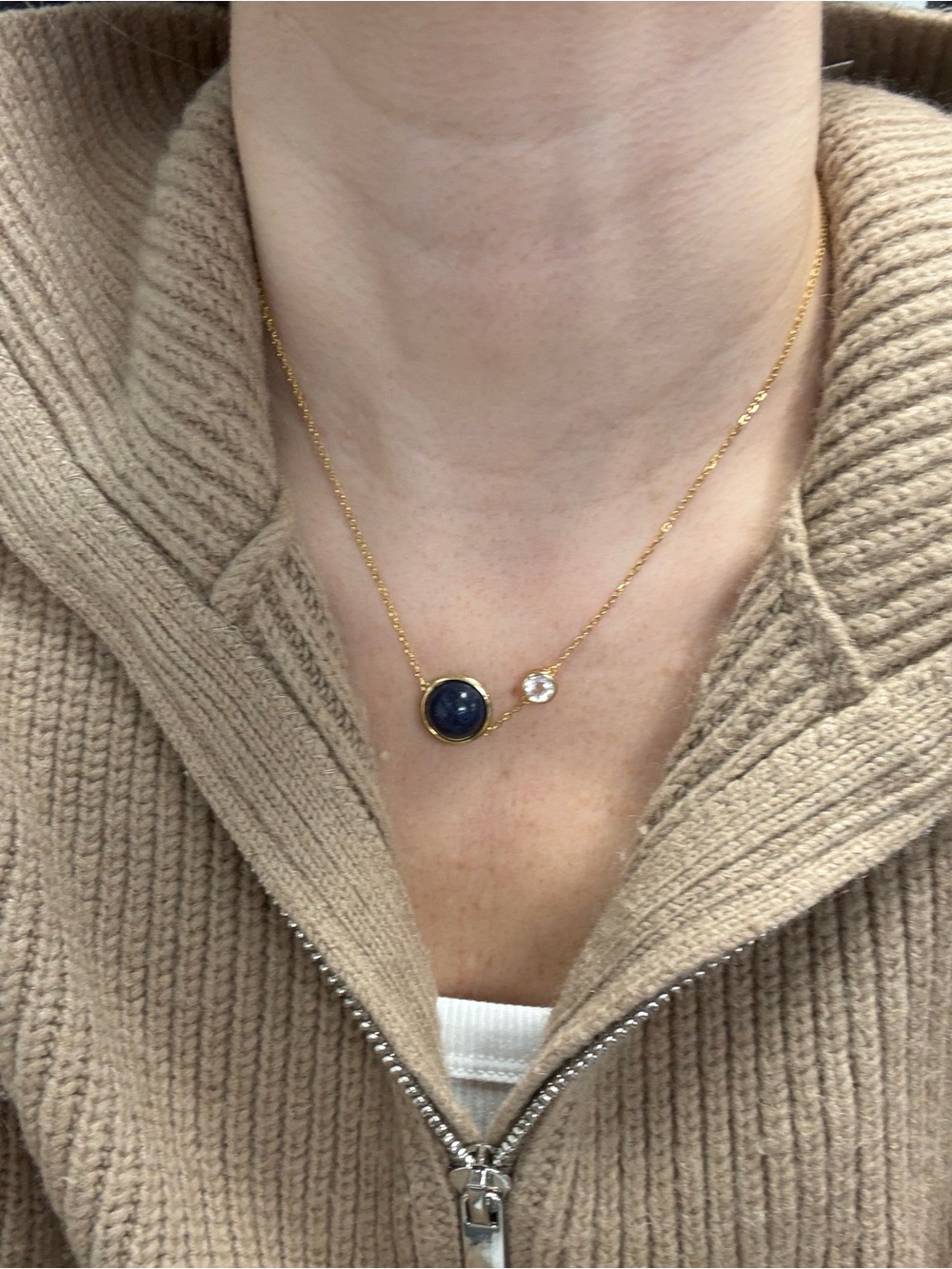Suzy Levian Yellow Sterling Silver Blue Agate White Topaz Necklace NWT